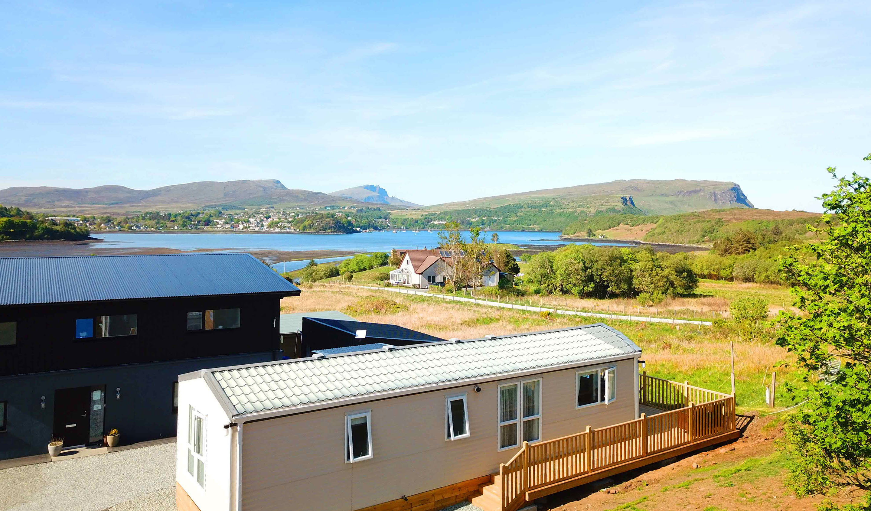 Glamaig self catering accommodation caravan near Portree offering sea views of the Isle of Skye